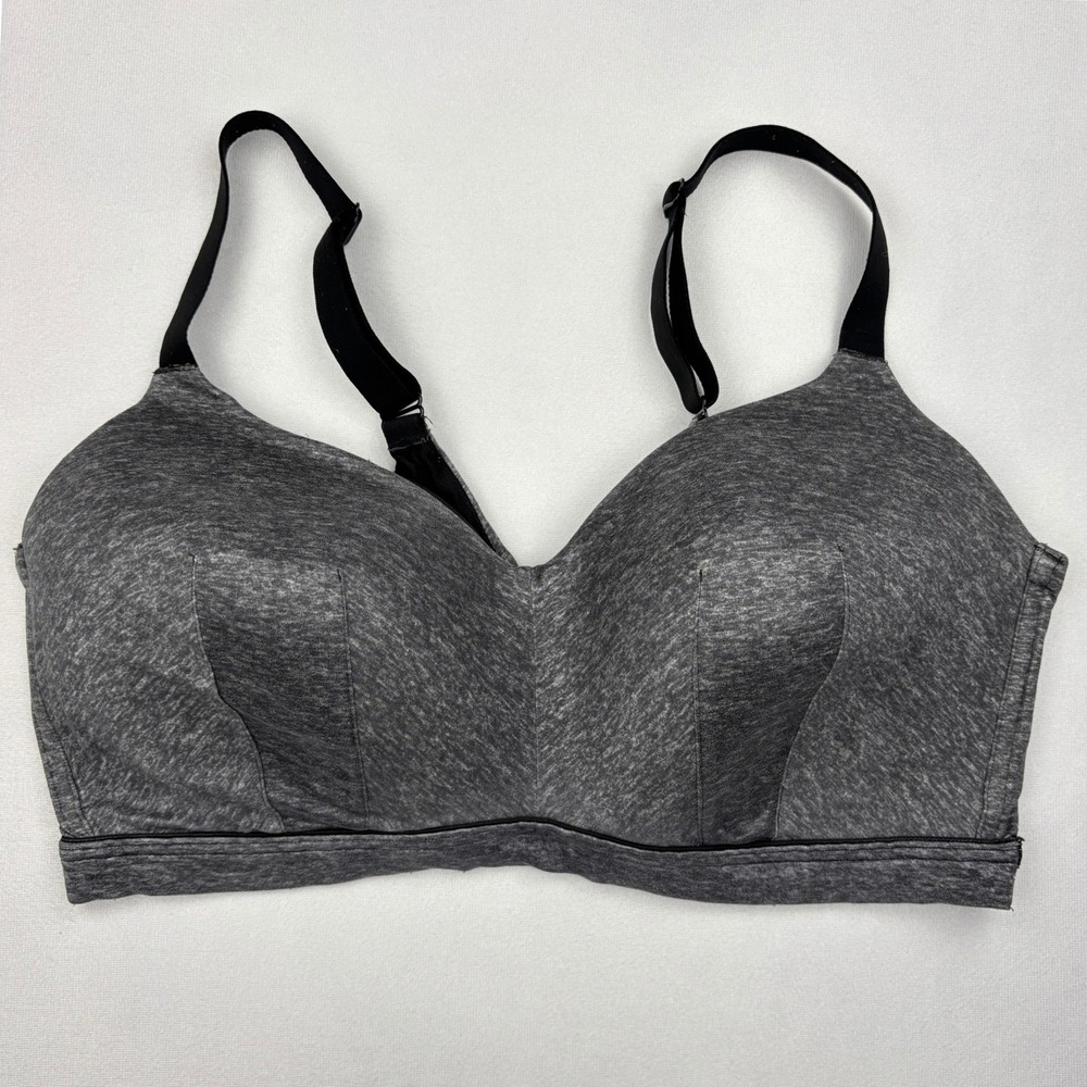 Cacique Lightly Lined Lounge Bra Heather Gray Wireless 42DDD 601215